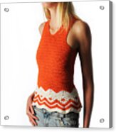 Orange Crochet Acrylic Print