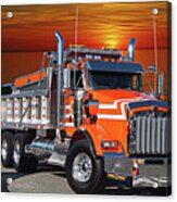 Orange Kenworth Dump Truck Acrylic Print