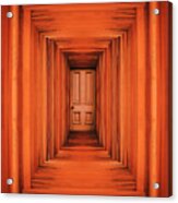 Orange Planks Hall And Door Acrylic Print