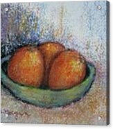 Oranges In Celadon Bowl Acrylic Print