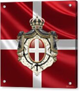 Order Of Malta Coat Of Arms Over Flag Acrylic Print