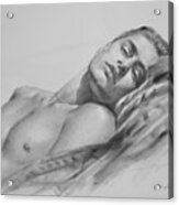 Original Drawing  Art Male Nude Men Gay Interest Boy On Paper #11-02-01 Acrylic Print