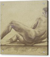 Original Drawing  Male Nude Pencil On Paper #16-6-1 Acrylic Print