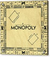 Original Patent For Monopoly Board Game Square Acrylic Print