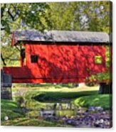 Pa Country Roads - Ebenezer Covered Bridge Over Mingo Creek No. 11b - Autumn Washington County Acrylic Print