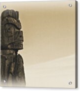 Pacific Northwest Totem Pole Old Yellow Acrylic Print