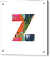 Painted Letter Z-monogram Art By Linda Woods Acrylic Print