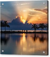 Palm Tree Framed Sunrise Acrylic Print