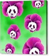 Panda Pansies Acrylic Print