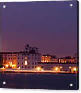 Panorama By Night Of Venice, City In Italy Acrylic Print