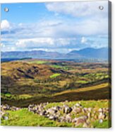 Panorama Of A Colourful Undulating Irish Landscape In Kerry Acrylic Print