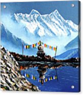 Panoramic View Of Annapurna Mountain Nepal Acrylic Print