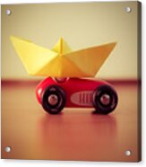 Paper Boat Toy Car Acrylic Print