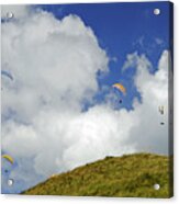 Paragliders Above  Mam Tor Acrylic Print