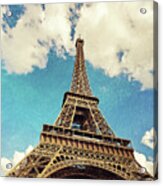 Paris Photography - Eiffel Tower Blue Acrylic Print