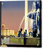 Paris Vintage Travel Poster Restored Acrylic Print