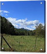 Pasture With Table Top Mountain Range Acrylic Print