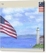 Patriotic Illustrated Lighthouse Acrylic Print