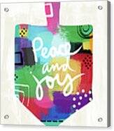 Peace And Joy Dreidel- Art By Linda Woods Acrylic Print