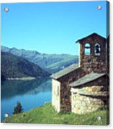 Peaceful Church And Lake Acrylic Print