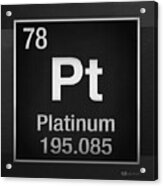 Periodic Table Of Elements - Platinum - Pt - Platinum On Black Acrylic Print