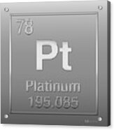 Periodic Table Of Elements - Platinum - Pt - Platinum On Platinum Acrylic Print
