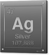 Periodic Table Of Elements - Silver - Ag - Silver On Silver Acrylic Print