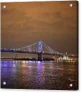 Philadelphia - Ben Franklin Bridge At Night Acrylic Print