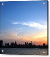 Philadelphia Skyline Low Horizon Sunset Acrylic Print