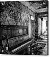 Piano Music And Wine - Abandoned Building Bw Acrylic Print