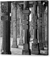 Pillars In Black And White. Qutb Minar. Acrylic Print