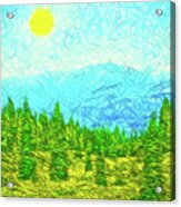 Pines On Mountain - Mount Shasta California Acrylic Print