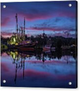 Pink Clouds Frame A Shrimp Boat Acrylic Print
