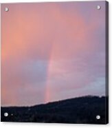 Pink Clouds With Rainbow Acrylic Print