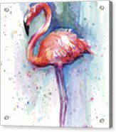 Pink Flamingo Watercolor Acrylic Print