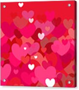 Hot Pink Valentine Hearts Acrylic Print