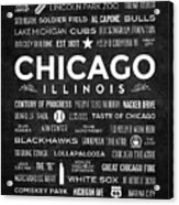 Places Of Chicago On Black Chalkboard Acrylic Print