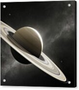 Planet Saturn With Major Moons Acrylic Print