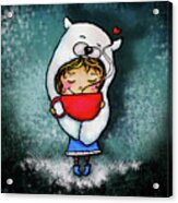 Polar Bear Hug Mug Girl Acrylic Print