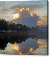 Pond Reflections In The Fog Acrylic Print