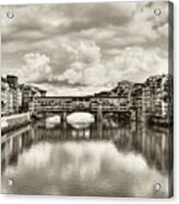 Ponte Vecchio At Florence Italy #2 Sepia Tone Acrylic Print