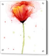 Poppy Watercolor Red Abstract Flower Acrylic Print