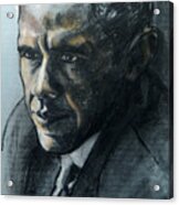 Charcoal Portrait Of President Obama Acrylic Print