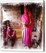Portrait Sisters Village Elders Seniors Indian Rajasthani 2b Acrylic Print