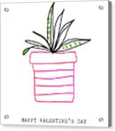 Potted Plant Valentine- Art By Linda Woods Acrylic Print