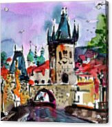 Prague Impressions Cobblestone Street Acrylic Print