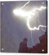 Praying Monk Lightning Burst Of Energy From Above Acrylic Print
