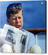 President John Kennedy Smoking A Cigar Acrylic Print