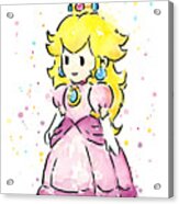Princess Peach Watercolor Acrylic Print