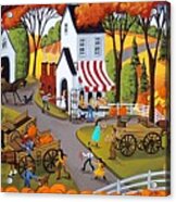 Pumpkin Festival - Folk Art Landscape Acrylic Print